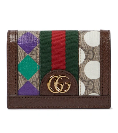 Gucci Ophidia Gg Supreme Compact Wallet In Ebony,multi