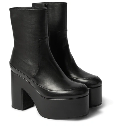 Dries Van Noten Leather Platform Ankle Boots In Black
