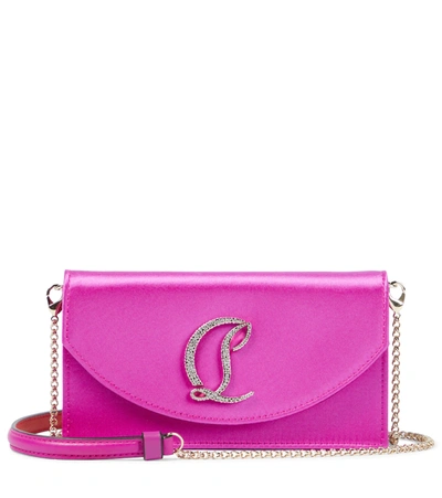 Christian Louboutin Loubi54 Satin Clutch In Lola/gold-crystal