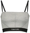 Tom Ford Stretch-modal Crop Top In Grey Melange