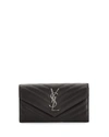 Saint Laurent Ysl Monogram Large Flap Wallet In Grained Leather In Black