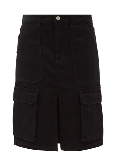 Attico Cynthia Cargo-pocket Denim Midi Skirt In Black