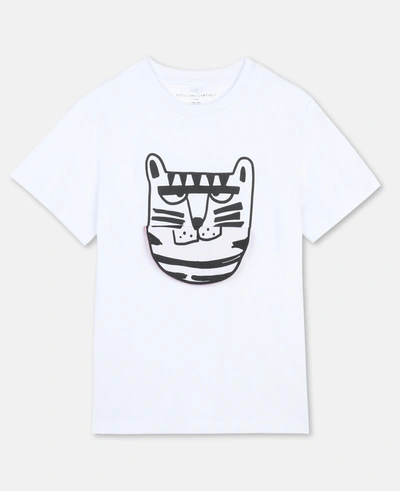 Stella Mccartney White Teen T-shirt With Black Press In Pure White