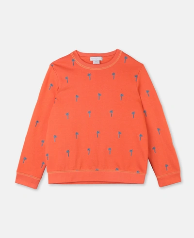 Stella Mccartney - Embroidered Palm Cotton Sweatshirt In Palms Embro Orange