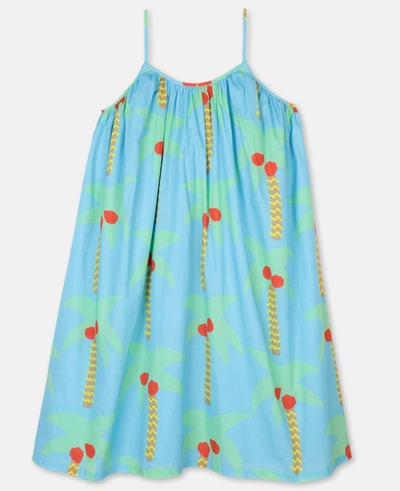 Stella Mccartney - Palm Trees Cotton Dress In Palm Trees Blue