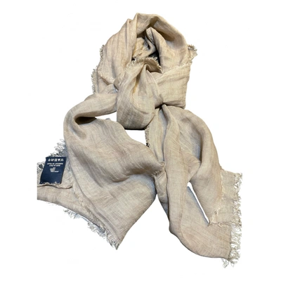 Pre-owned Fay Linen Scarf & Pocket Square In Beige