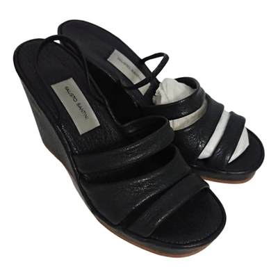 Pre-owned Fausto Santini Leather Sandals In Black