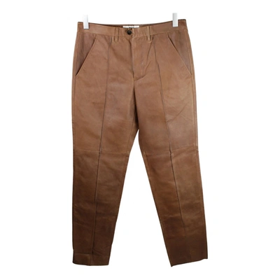 Pre-owned Bally Leather Trousers In Brown