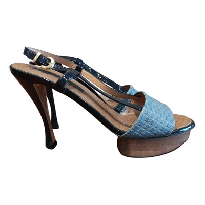 Pre-owned Emporio Armani Leather Sandal In Blue