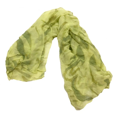 Pre-owned Halston Heritage Silk Scarf In Green