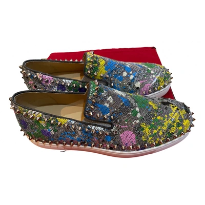 Pre-owned Christian Louboutin Pik Boat Glitter Trainers In Multicolour