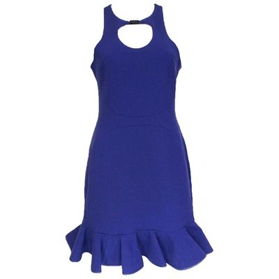 Pre-owned David Koma Wool Mini Dress In Blue