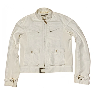 Pre-owned Class Cavalli Linen Jacket In White