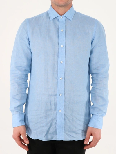 Salvatore Piccolo Light Blue Linen Shirt
