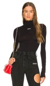 Off-white Printed Stretch-jersey Turtleneck Top In 黑色、白色