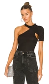 Rta Azalea Rib Cutout One-sleeve Top In 黑色