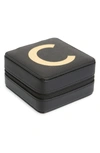 Nordstrom Initial Square Jewelry Box In C- Black- Gold