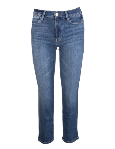 Frame Faded Effect Cropped Jeans In Blue