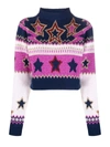 RABANNE PACO RABANNE GRAPHIC INTARSIA CROPPED SWEATER