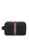 Paul Smith 'sgnature Stripe' Leather Wash Bag In Black (black)