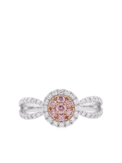 Hyt Jewelry 18kt White Gold Arygle Pink Diamond Engagement Ring In Silver