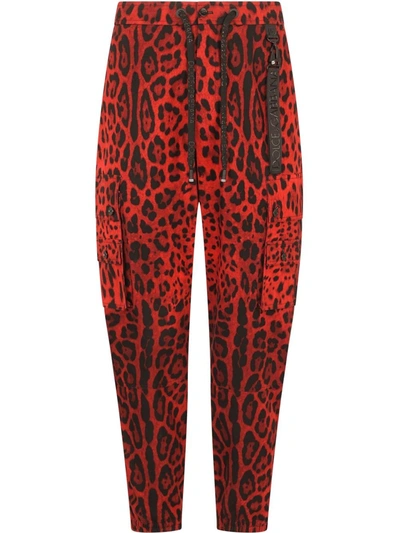 Dolce & Gabbana Men's Silk Leopard-print Jogging Pants In Leo Nero F Rosso