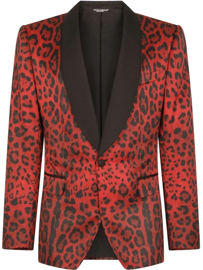 Dolce & Gabbana Leopard-print Blazer In Rot