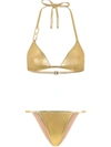 Dolce & Gabbana Triangle Bikini With Dg Logo In Gold
