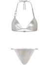 Dolce & Gabbana Triangle Bikini With Dg Logo In Silber