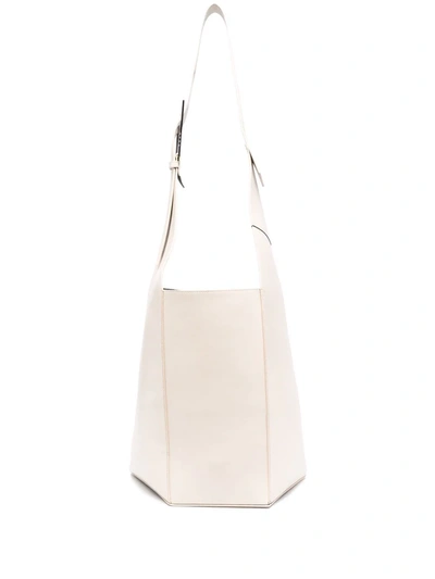 Attico 12pm Geometric Leather Tote Bag In Cream