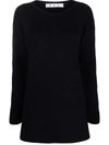 Off-white Ribbed-knit Wool Jumper In Schwarz