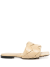 Bottega Veneta Intrecciato Open Toe Leather Sandals In Nude