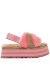 Ugg Disco Stripe Sheepskin Slide Slingback Sandals In Rosa