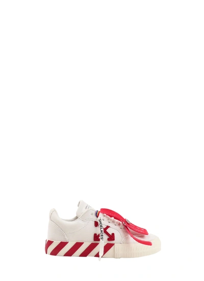 Off-white Kids' Low Vulcanized Canvas Sneaker In White / Red