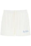 Blue Sky Inn Linen Shorts With Logo Embroidery In White (white)