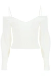 SELF-PORTRAIT OFF-SHOULDER CROPPED TOP,RS22 086 WHITE