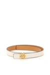 Tory Burch Miller Reversible Leather Buckle Belt In New Ivory Nat (white)