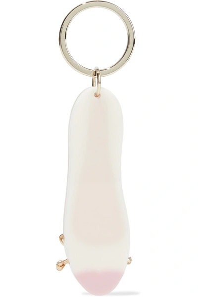 Charlotte Olympia Kiss Me Darcy Bow-embellished Perspex Keychain In Cream