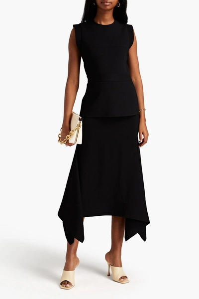 Dion Lee Asymmetric Twill And Stretch-crepe Midi Dress In Black