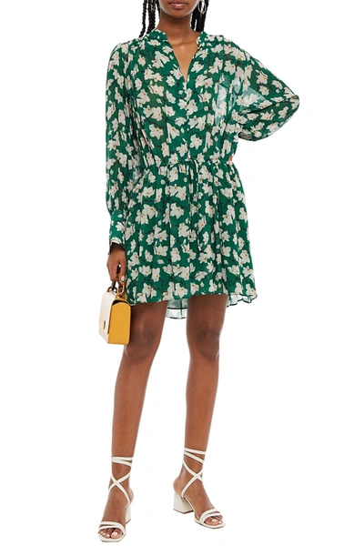 Rag & Bone Carly Floral-print Crepe De Chine Mini Dress In Green Flower