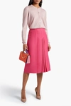 VALENTINO PLEATED SILK AND WOOL-BLEND CREPE SKIRT,3074457345627964646
