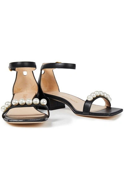 Stuart Weitzman Faux Pearl-embellished Leather Sandals In Animal Print