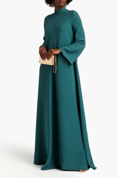 Valentino Silk Crepe De Chine Maxi Dress In Green