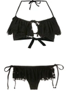 Amir Slama Ruffled Bikini Set In Black