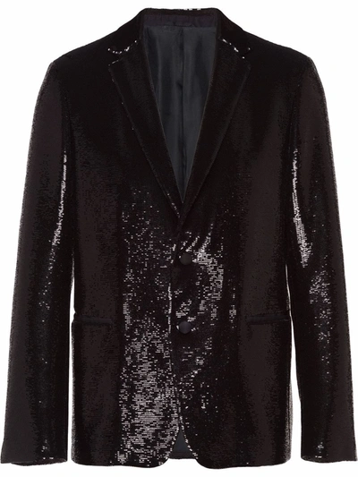 Prada Sequin-embellished Blazer In Black