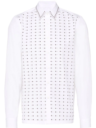 Prada Stud-embellished Button-front Shirt In White