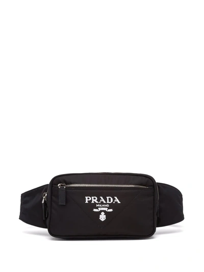 Prada Re-nylon Logo-print Belt Bag In F0002 Nero