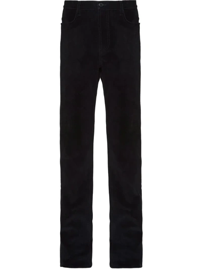 Prada Velvet Straight-leg Jeans In Black