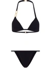 Dolce & Gabbana Jersey Triangle Bikini Set W/ Logo In Black