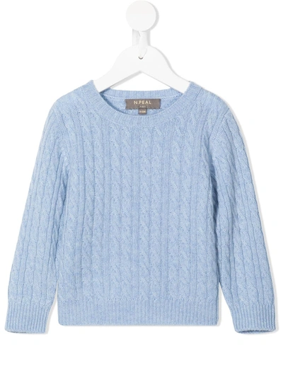N•peal Babies' Cable-knit Sweater In Blue